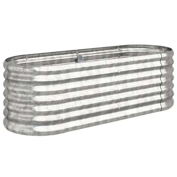 Galvaniseeritud terasest aia taimelava, ovaalne, hõbedane, 114 x 40 x 36 cm – 2