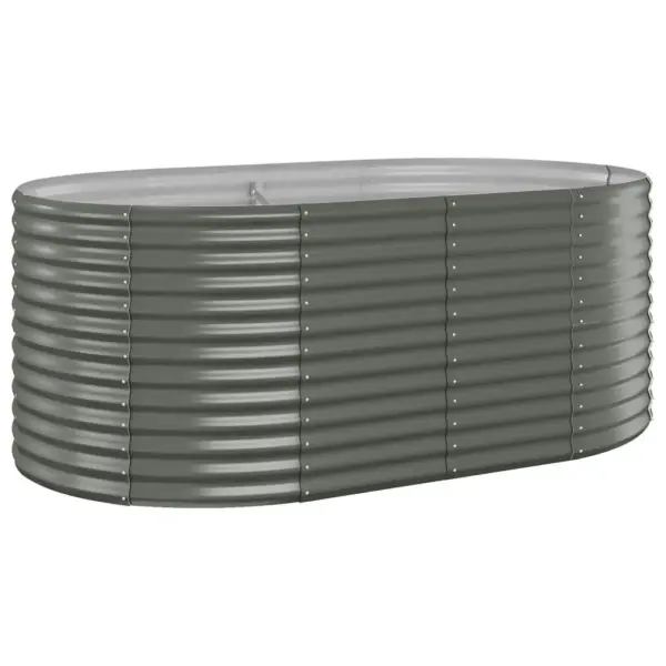 Ovaalne aia taimelava, hall galvaniseeritud teras, 175 x 100 x 68 cm - 2