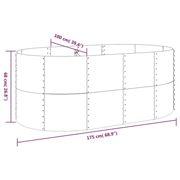 Ovaalne aia taimelava, hall galvaniseeritud teras, 175 x 100 x 68 cm - 6