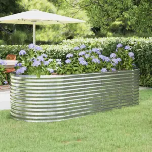 Aia taimelava galvaniseeritud terasest, ovaalne, hõbedane, 249 x 100 x 68 cm