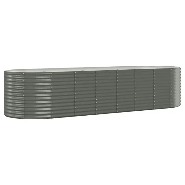 Ovaalne aia taimelava galvaniseeritud terasest, hall, 322 x 100 x 68 cm - 2