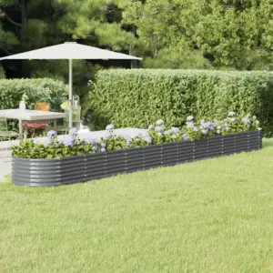 Ovaalne aia taimelava galvaniseeritud terasest, antratsiithall, 512 x 80 x 36 cm