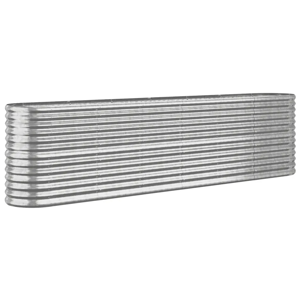 Galvaniseeritud terasest ovaalne aia taimelava, hõbedane, 260 x 40 x 68 cm