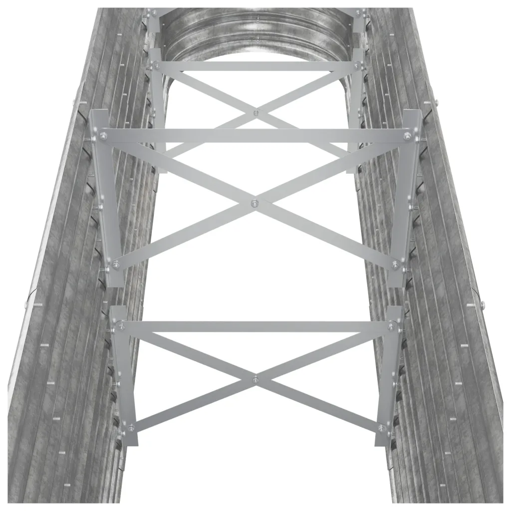 Galvaniseeritud terasest ovaalne aia taimelava, hõbedane, 260 x 40 x 68 cm