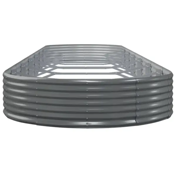 Ovaalne aia taimelava galvaniseeritud terasest, hall, 600 x 140 x 36 cm - 4