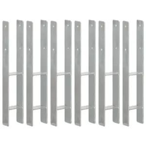 H-kujulised postiankrud maasse, 6 tk, kuumtsingitud teras, 9 x 6 x 60 cm, hõbedane