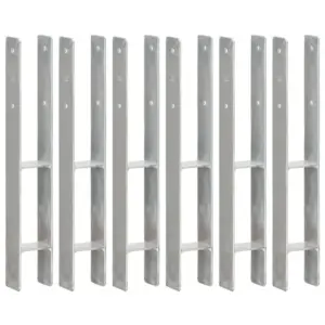 H-kujulised kuumtsingitud terasest postiankrud, 6 tk, hõbedane, 8 x 6 x 60 cm