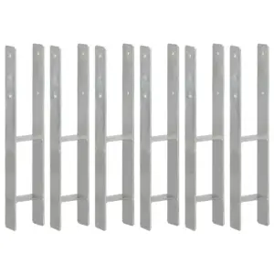 H-kujulised postiankrud maasse, 6 tk, hõbedane kuumtsingitud teras, 10 x 6 x 60 cm