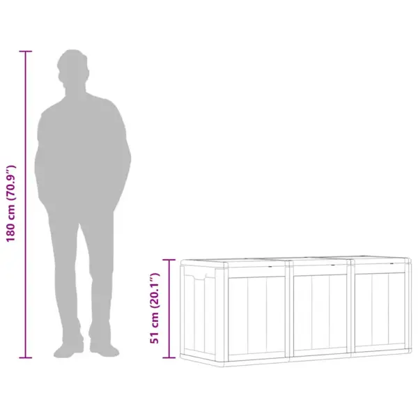 Aia hoiukast patjadele 270 l, hall, puidu imitatsiooniga PP, 118,5 x 44,5 x 51 cm – 10