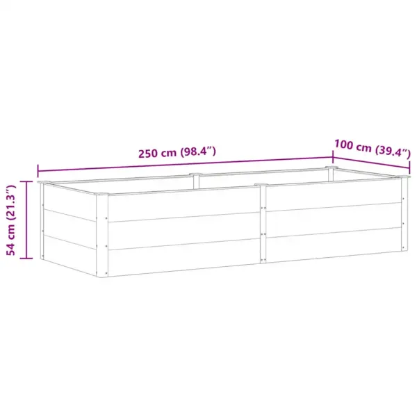 Hall ilmastikukindel aia taimelava puidu-plasti segust, 250 x 100 x 54 cm – 7