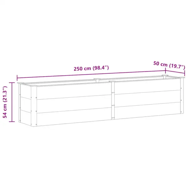 Aia taimelava puidu-plasti segust, hall, 250 x 50 x 54 cm - 7