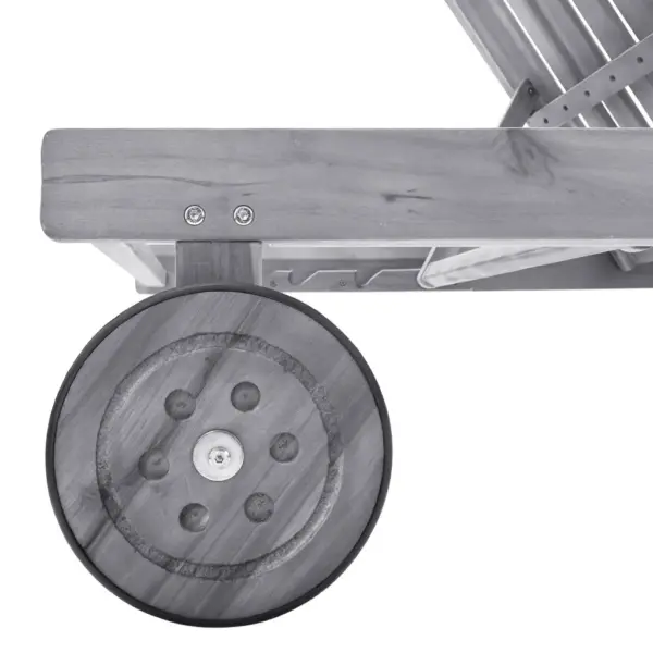 Hall akaatsiapuidust päevitustool rattaste ja istmepadja­ga, 200 cm – 4