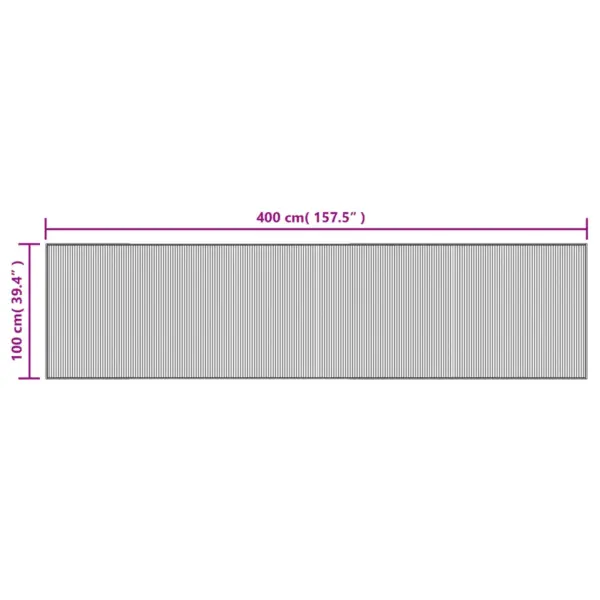 Hall ristkülikukujuline bambusvaip libisemiskindla alusega, 100 x 400 cm – 8