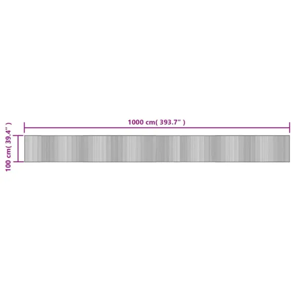 Hall ristkülikukujuline bambusvaip libisemiskindla alusega, 100 x 1000 cm – 8