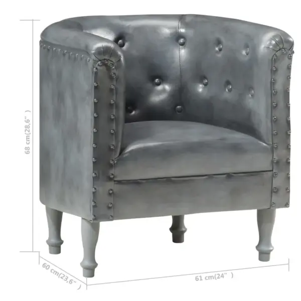 Hall ehtsast kitsenahast tugitool mangopuidust jalgadega, 61 x 60 x 68 cm – 8