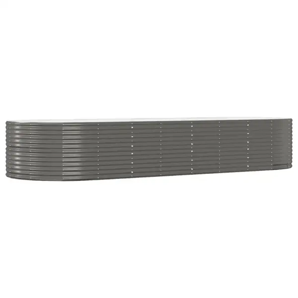 Ovaalne aia taimelava, hall galvaniseeritud teras, 367 x 140 x 68 cm - 2