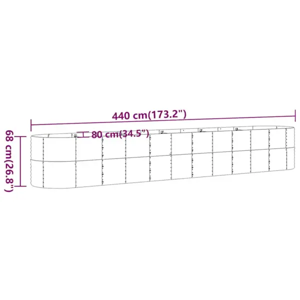 Hall ovaalne aia taimelava, galvaniseeritud teras, 440 x 80 x 68 cm – 6