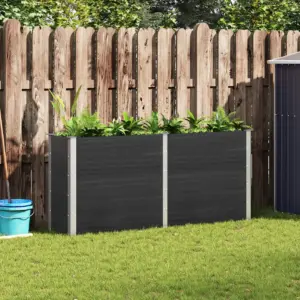 Kõrgendatud taimelava aeda, hall WPC ja teras, 200 x 50 x 91 cm