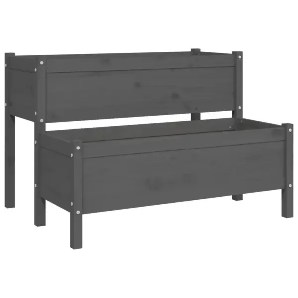 Kahetasandiline taimekast rõdule ja aeda, hall männipuit, 110 x 84 x 75 cm – 2