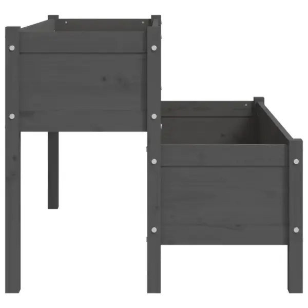 Kahetasandiline taimekast rõdule ja aeda, hall männipuit, 110 x 84 x 75 cm – 6