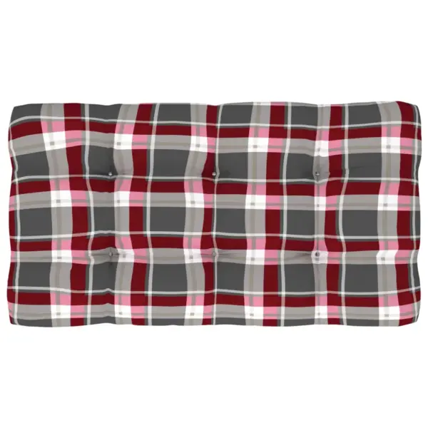 Hall kaubaalustest keskmine diivan punaseruuduliste patjadega, immutatud männipuit, 110 x 65 x 55 cm – 5