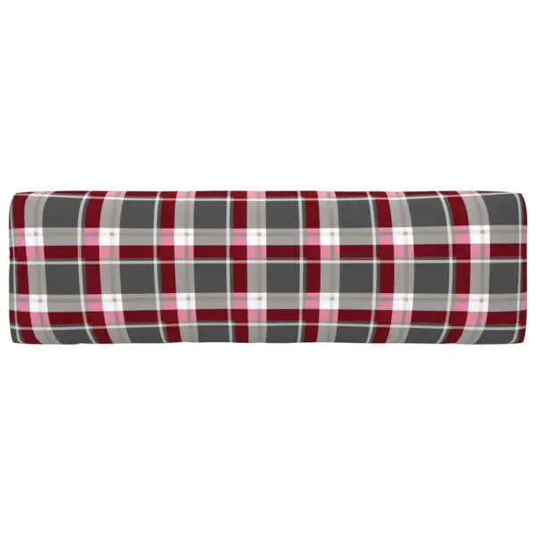 Hall kaubaalustest keskmine diivan punaseruuduliste patjadega, immutatud männipuit, 110 x 65 x 55 cm – 7