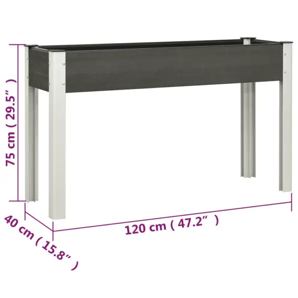 Kõrge aia taimekast WPC-st, hall, 120 x 40 x 75 cm – 6