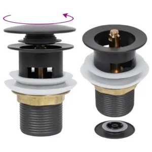 Lükatav valamu äravool ülevoolufunktsiooniga, hall, tsink ja messing, 6,4 x 6,4 x 9,1 cm, 1¼"