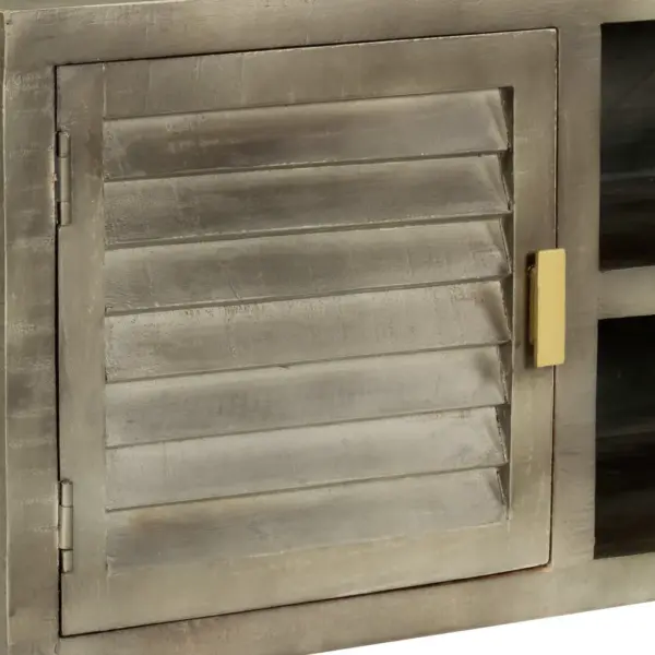 Hall mangopuust telerikapp messingtoonis terasjalgadel, 2 ukse ja 2 riiuliga, 110 x 30 x 48 cm – 7