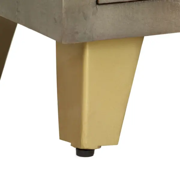 Hall mangopuust telerikapp messingtoonis terasjalgadel, 2 ukse ja 2 riiuliga, 110 x 30 x 48 cm – 9