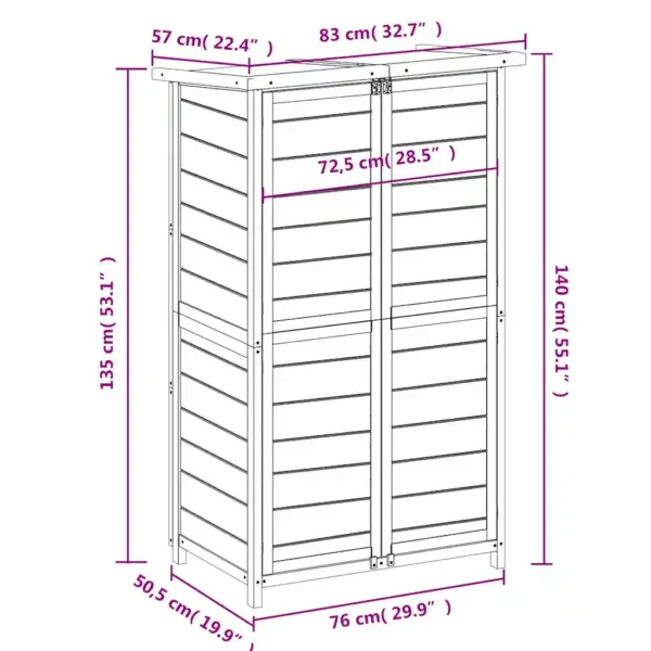 Hall männipuidust aia tööriistakuur, 83 x 57 x 140 cm – 8