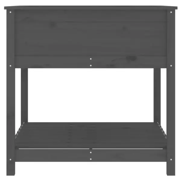 Hall männipuidust kõrgendatud taimekast riiuliga, 82,5 x 82,5 x 81 cm – 6