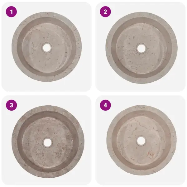 Hall marmorist ümar valamu vannituppa, Ø40 x 15 cm – 7