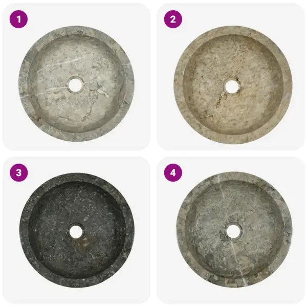 Hall marmorist ümmargune valamu, Ø40 x 12 cm – 8