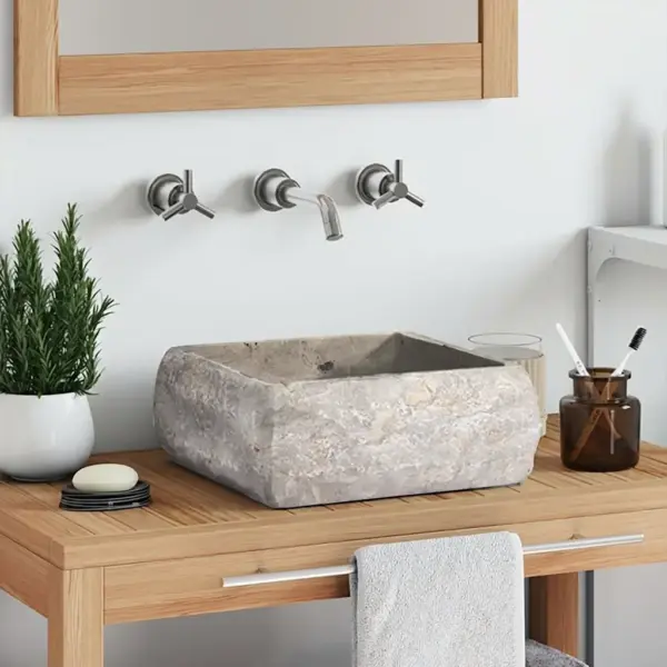 Hall ruudukujuline marmorist valamu, 30 x 30 x 13 cm – 3