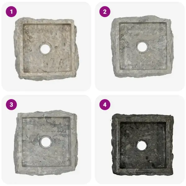 Hall ruudukujuline marmorist valamu, 30 x 30 x 13 cm – 8