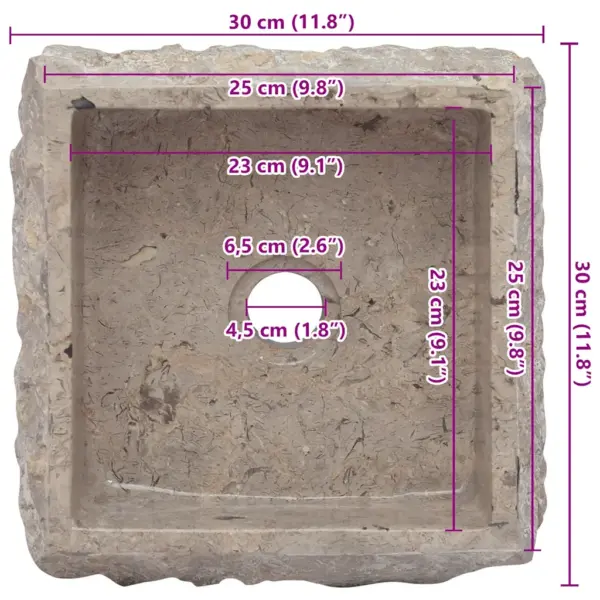 Hall ruudukujuline marmorist valamu, 30 x 30 x 13 cm – 10