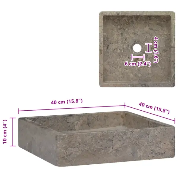 Hall marmorist vannitoa valamu, 40 x 40 x 10 cm – 7