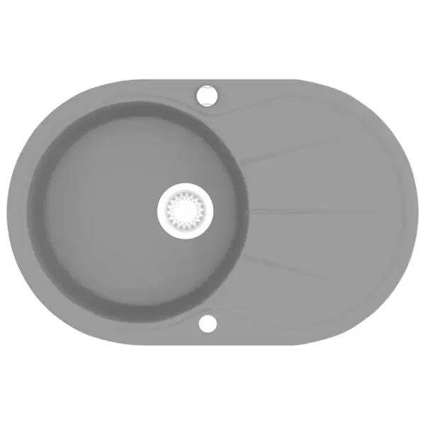 Ovaalne ühepoolne graniitkomposiit köögivalamu, hall, 770 x 490 mm – 2