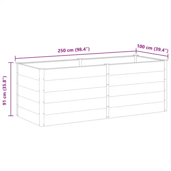 Hall ilmastikukindel taimelava aeda, puidu-plasti segu ja teras, 250 x 100 x 91 cm - 7