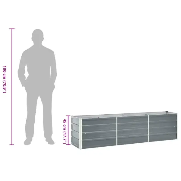 Hall tsingitud terasest taimelava avatud põhjaga, 240 x 40 x 45 cm – 9