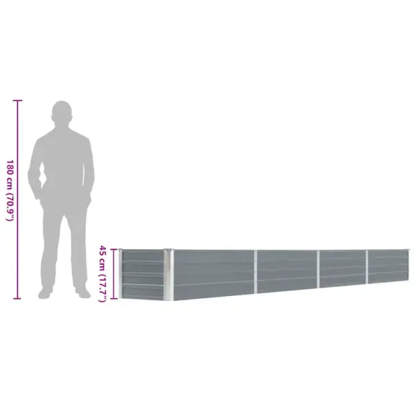 Hall tsingitud terasest taimelava, 320 x 40 x 45 cm – 9