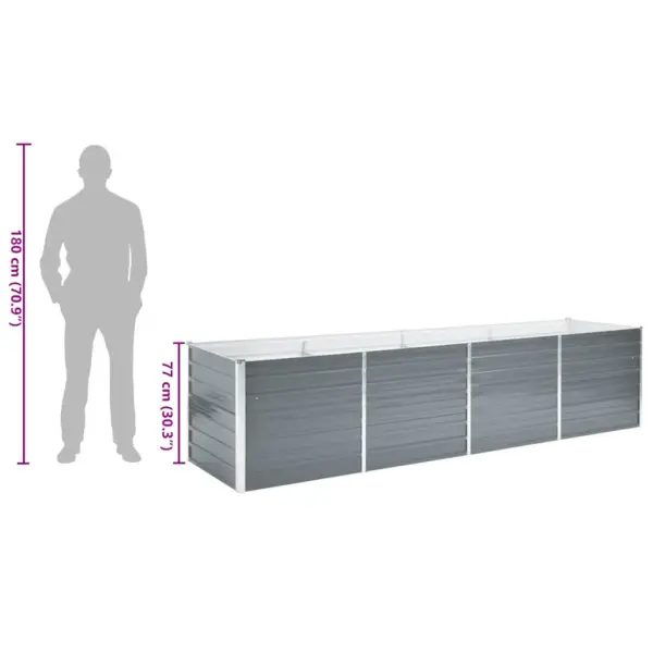 Hall tsingitud terasest taimelava avatud alaosaga, 320 x 80 x 77 cm – 8