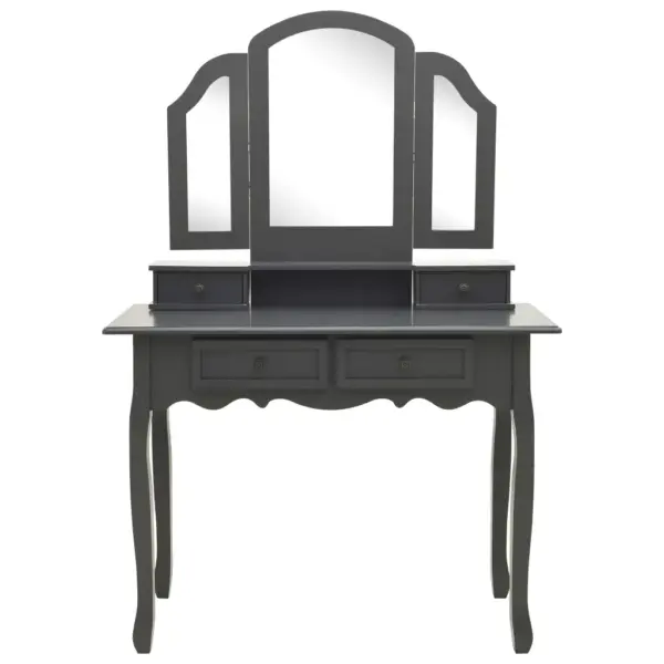 Tualettlaud taburetiga, hall Paulownia puidust, 3-osalise peegliga, 100 x 40 x 146 cm – 3