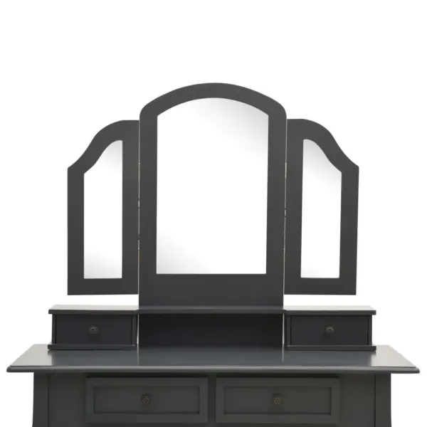 Tualettlaud taburetiga, hall Paulownia puidust, 3-osalise peegliga, 100 x 40 x 146 cm – 7