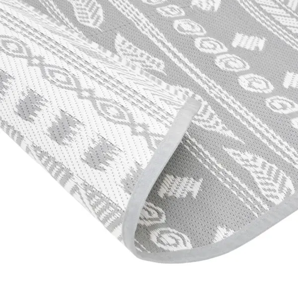 Ümberpööratav hall õuevaip ARAKIL, jacquard-mustriga, Ø 160 cm, polüpropüleen – 5