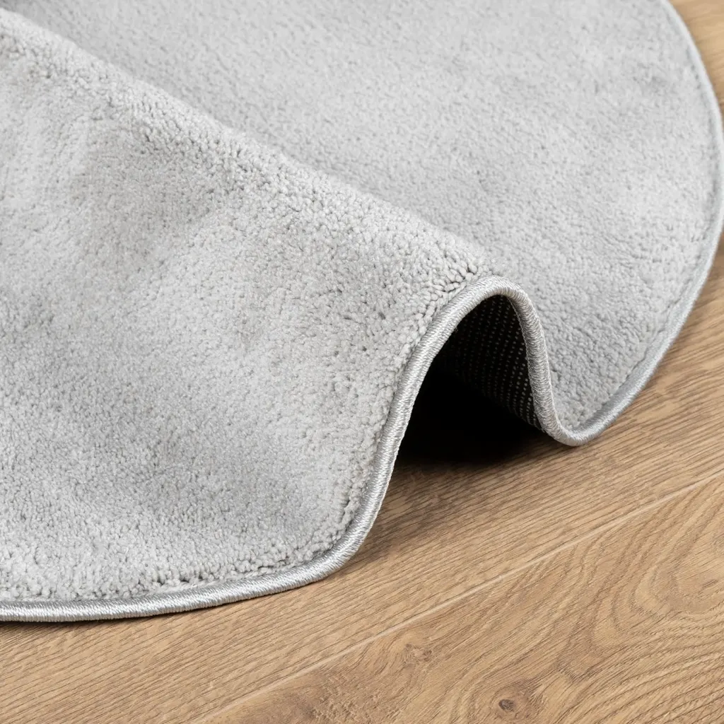 Ümmargune lühikese karvaga vaip OVIEDO, hall, Ø 100 cm, 100% polüester