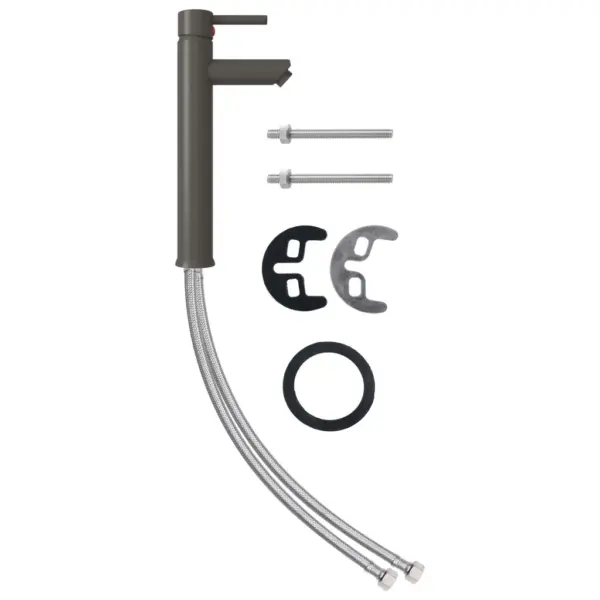 Hall ühe kangiga vannitoavalamusegisti, messingist, 12 x 30 cm – 2