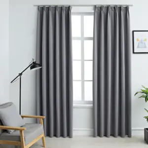 Pimendavad kardinad metallkonksudega, 2 tk, hall, 140 x 225 cm