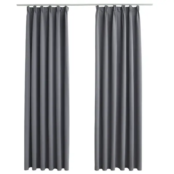 Pimendavad kardinad metallkonksudega, 2 tk, hall, 140 x 225 cm - 2